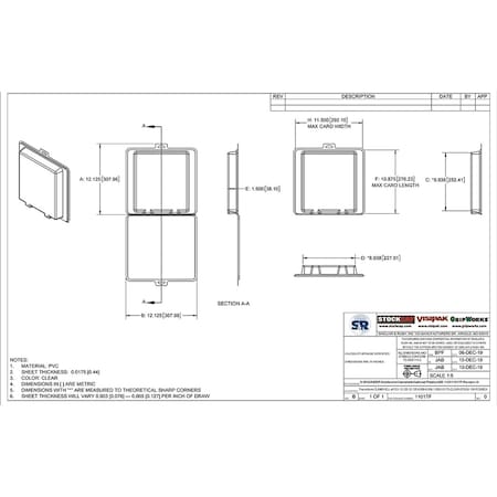 Visipak Thermoform-CLAMSHELL-#1101-12.125-12.125-9.938-8.938-1.500-0.0175-CLEAR, 1101TF